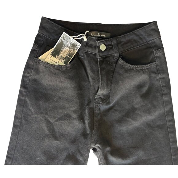 Luxe Dress Black Jeans with Feather Hem, Size S New With Tags - Picture 6 of 9